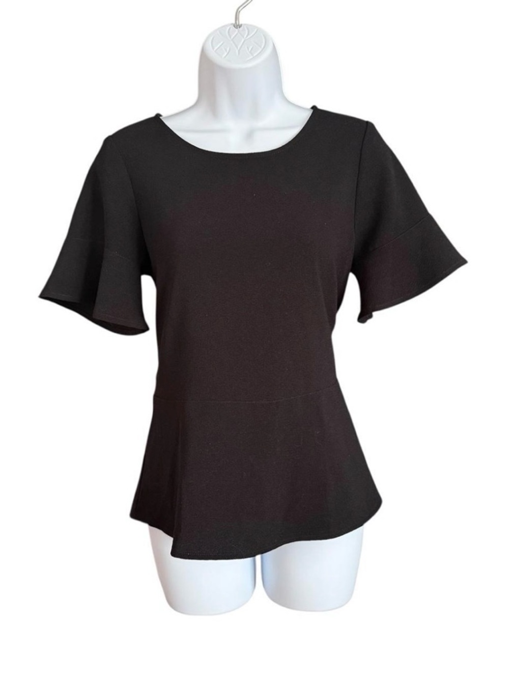 Madewell Black Short Flutter Sleeve Peplum Top Women’s Size XS